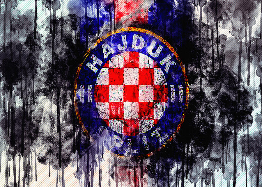 Hajduk Split Fc Logo Hnl Black Stone Digital Art By Sissy Angelastro