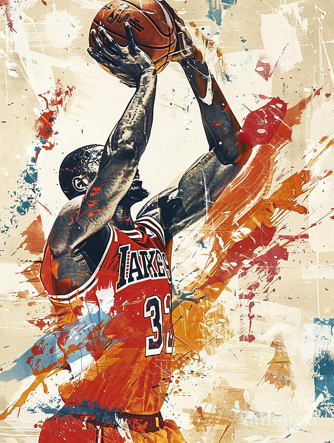 Hakeem Olajuwon NBA basketball player Painting by Tommy Mcdaniel - Fine ...