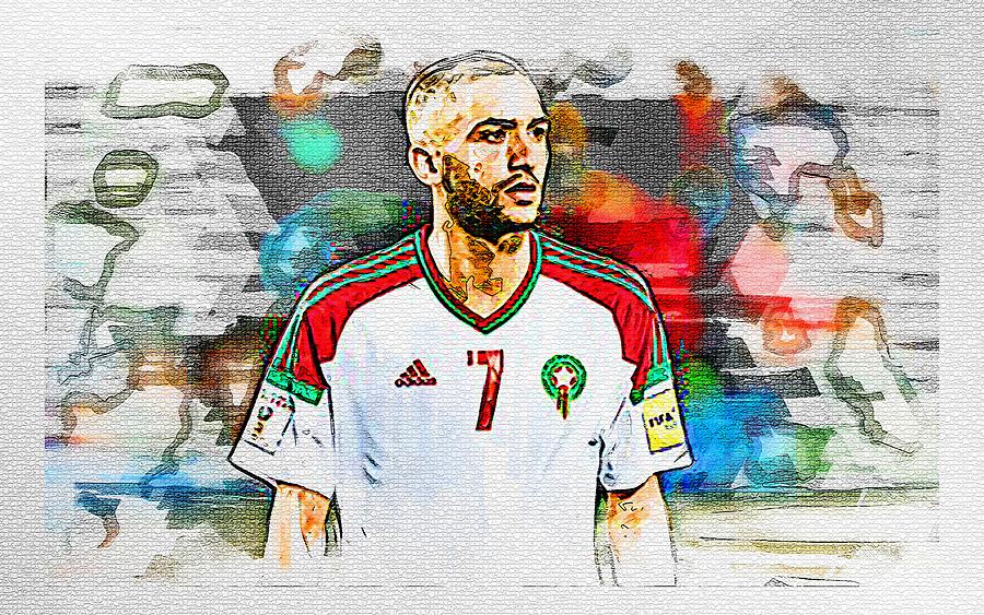 Hakim Ziyech Morocco National Football Midfielder Moroccan Footballer Mixed Media By Miller