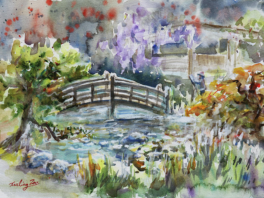 Hakone Estate and Gardens Saratoga California Painting by Xueling Zou