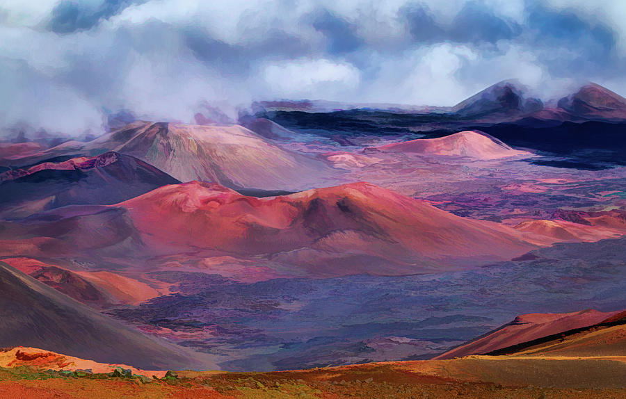 Haleakala Panorama Painted Digital Art by John Haldane