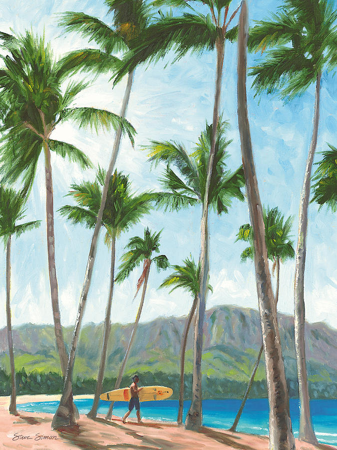 Haleiwa Painting - Haleiwa Longboarder by Steve Simon