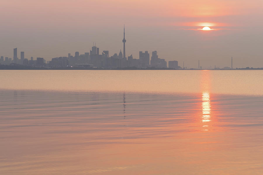 Half A Sunrise Half A Sunpath - Fabulous Toronto Skyline Photograph