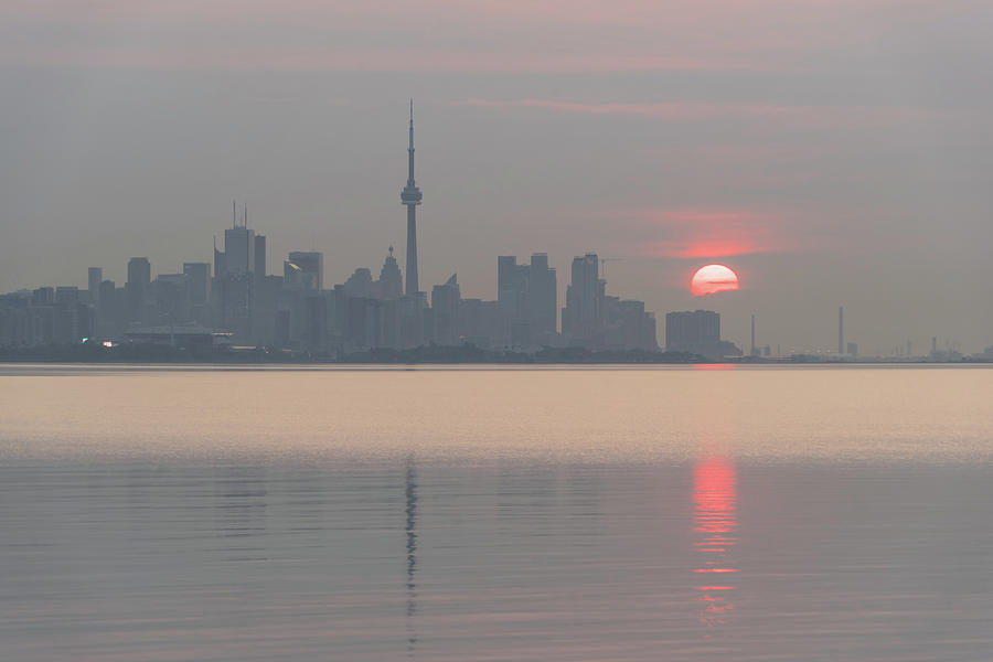 Half A Sunrise Half A Sunpath - Toronto Skyline Photograph