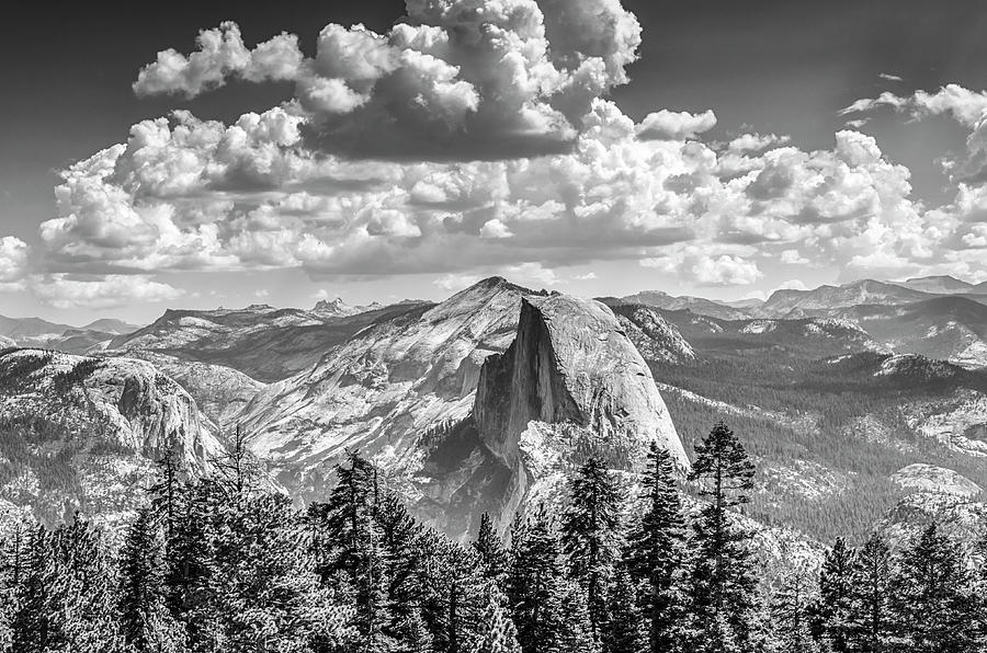 Half Dome Between Beauty Monochrome Photograph by Joseph S Giacalone