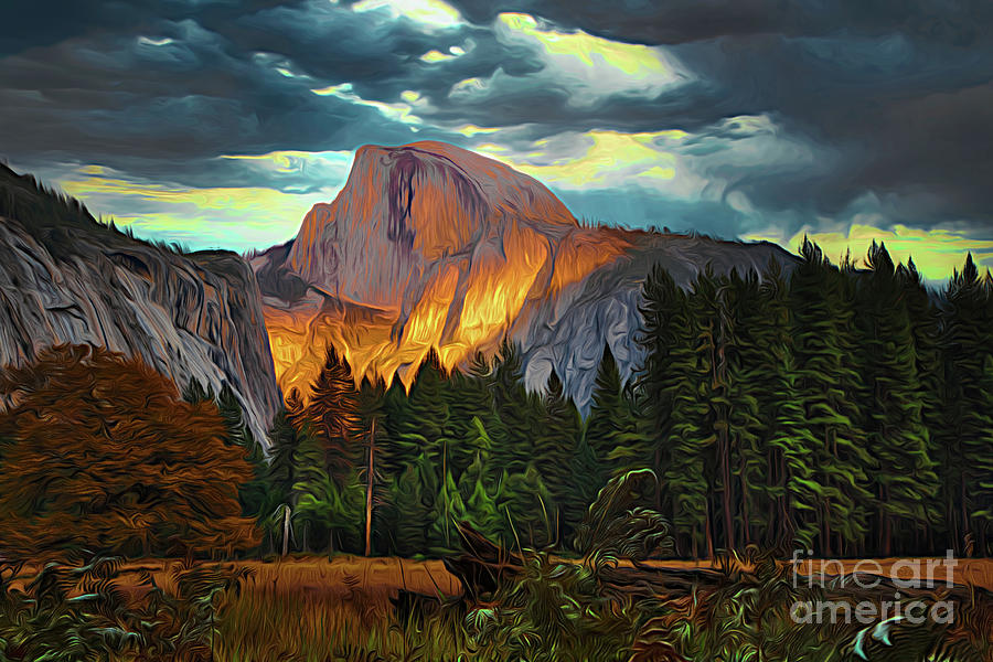 Half Dome Creative Paintography Yosemite National Park  Photograph by Chuck Kuhn
