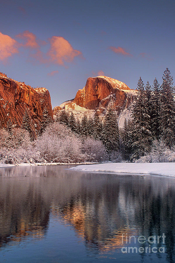 Half Dome Merced River Winter Yosemite National Park  Photograph by Dave Welling
