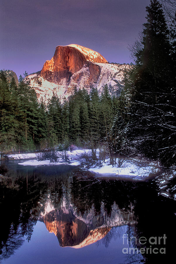 Half Dome Winteer Reflection Yosemite National Park Photograph by Dave Welling