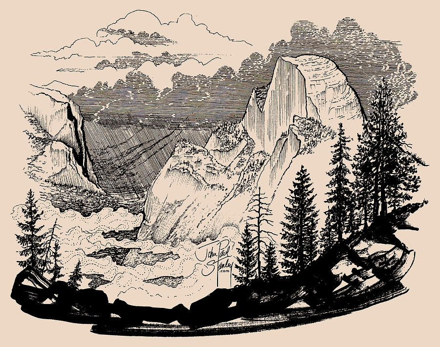 Half Dome, Yosemite Transparent Background Drawing by John Paul