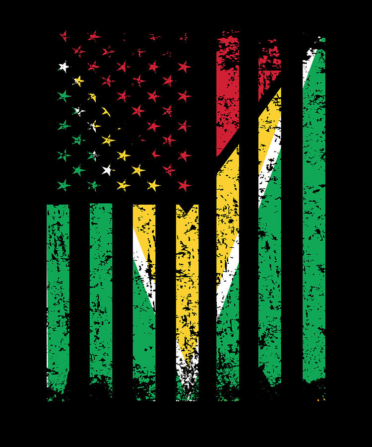 Half Guyanese Half American Flag Guyana Usa Digital Art By Madeby Jsrg Art 2183