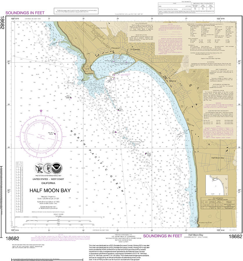 Half Moon Bay Nautical Chart 18682 Digital Art by John Gernatt Fine