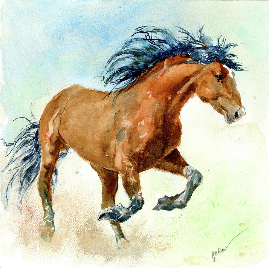 Wild Horse Painting - Half Moon by Galen Hazelhofer