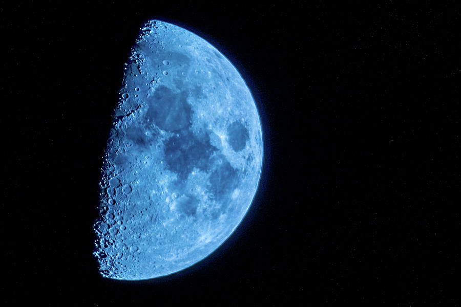 Half Moon In The Night Sky In December Photograph by Alex Grichenko