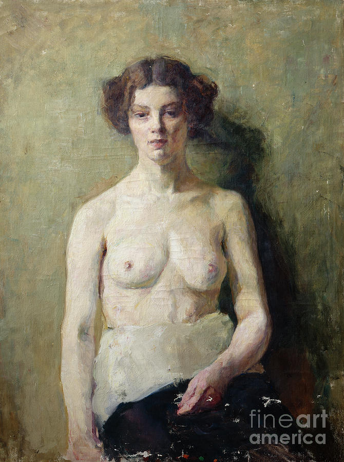 Half nude, 1890 Painting by O Vaering by Helga Ring Reusch