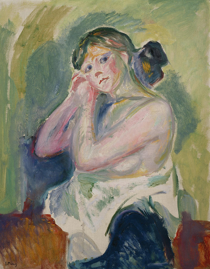 Half nude, 1916 Painting by O Vaering by Edvard Munch