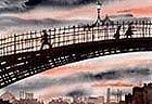 Half Penny Bridge Painting by Val Byrne
