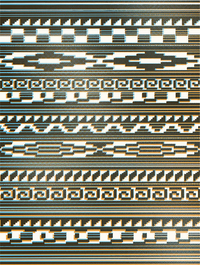 HALFTONE AZTEC PERUVIAN PATTERN or native american rug Drawing by Amdandy