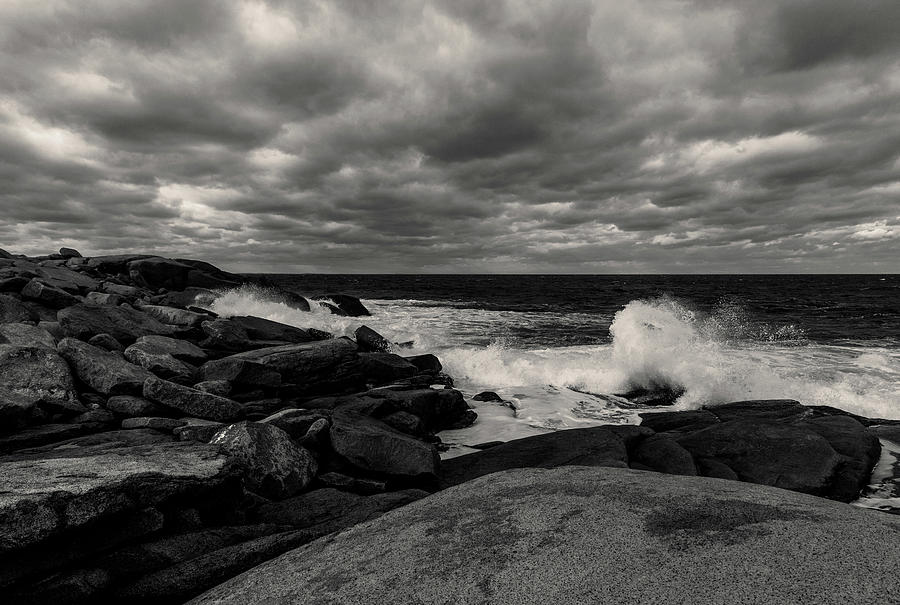 Halibut Point Rockport MA Winter 2 BW Photograph by Michael Saunders