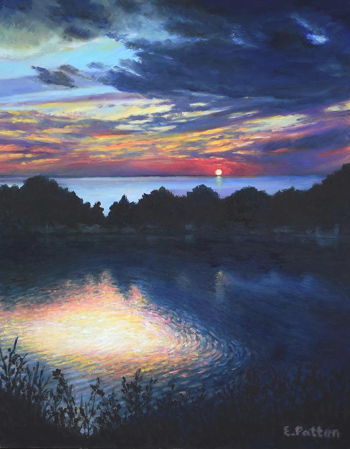 Halibut Point Sunset, Rockport, MA Painting by Eileen Patten Oliver