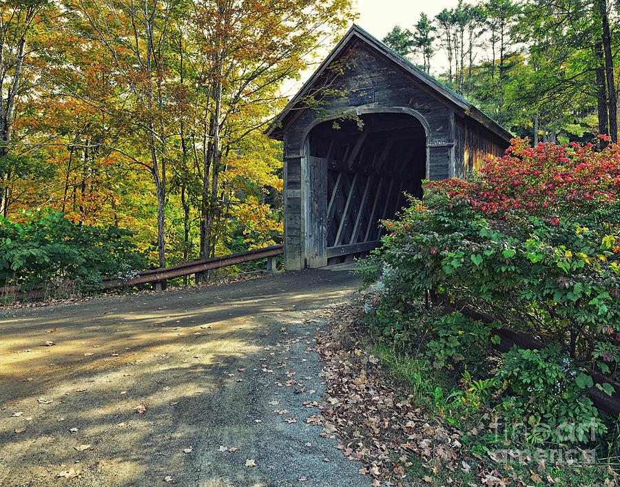 Hall Covered Bridge in Autumn Photograph by Steve Brown