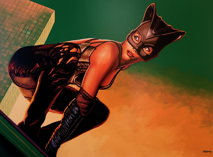 Halle Berry as Catwoman Painting Painting by Paul Meijering
