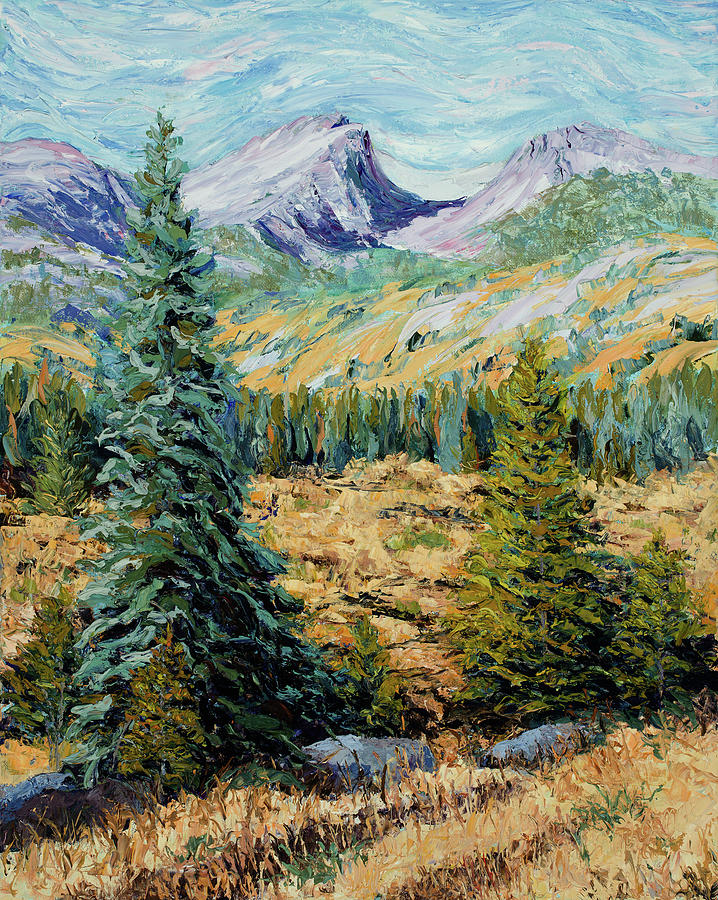 Rocky Mountain Impasto Painting by Mary Giacomini