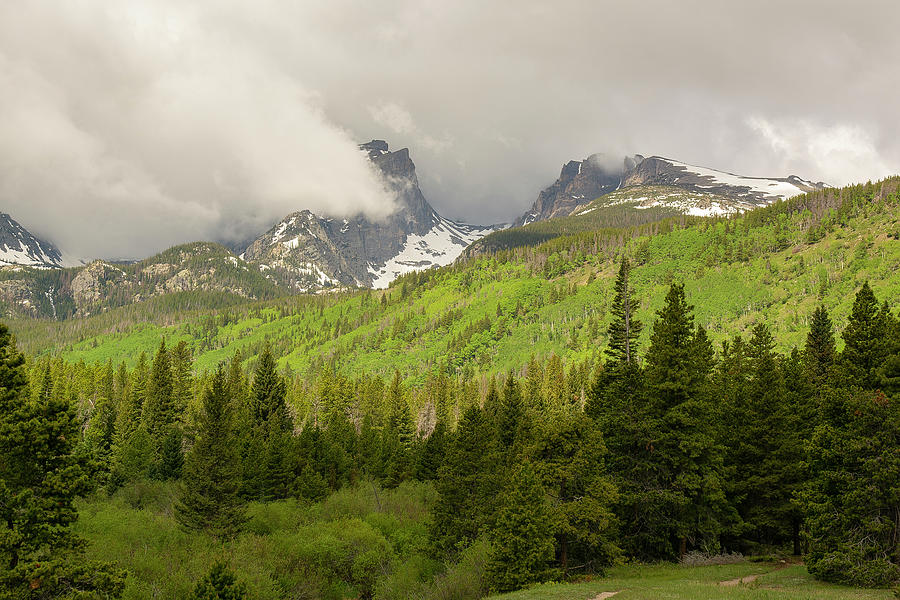 Rocky Mountain National Park Photograph - Hallett and Flattop - Spring by Aaron Spong