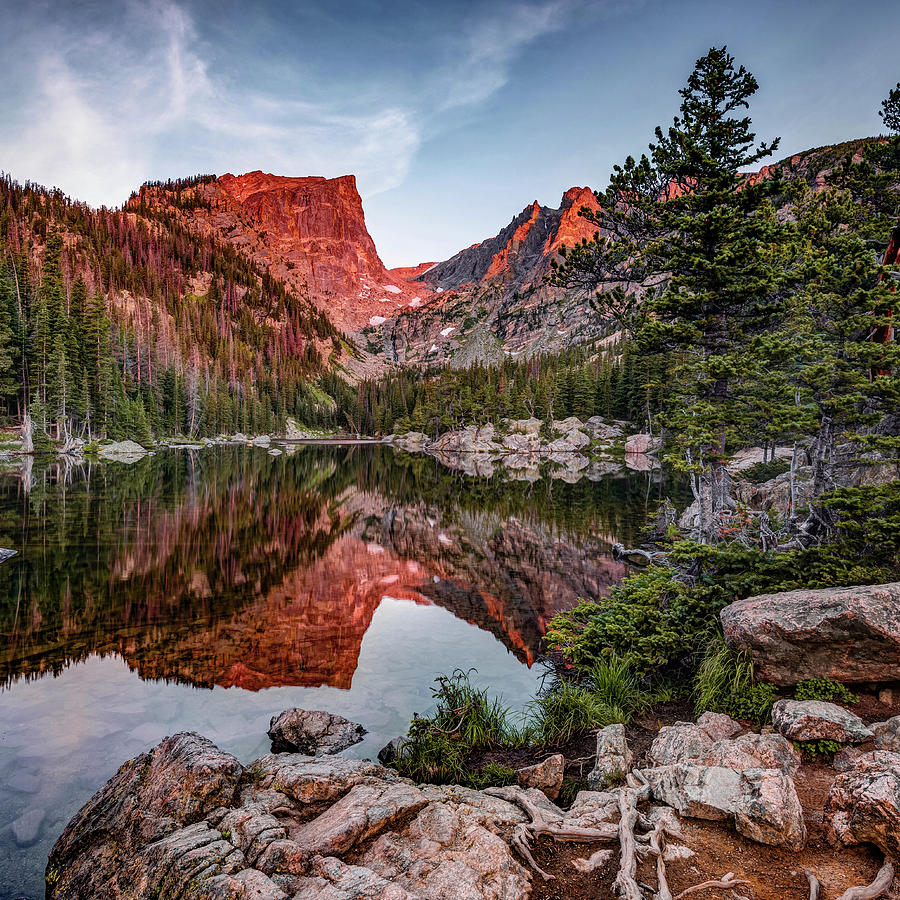 Hallett Peak and Dream Lake Reflections - Colorado Rocky Mountains 1x1 ...