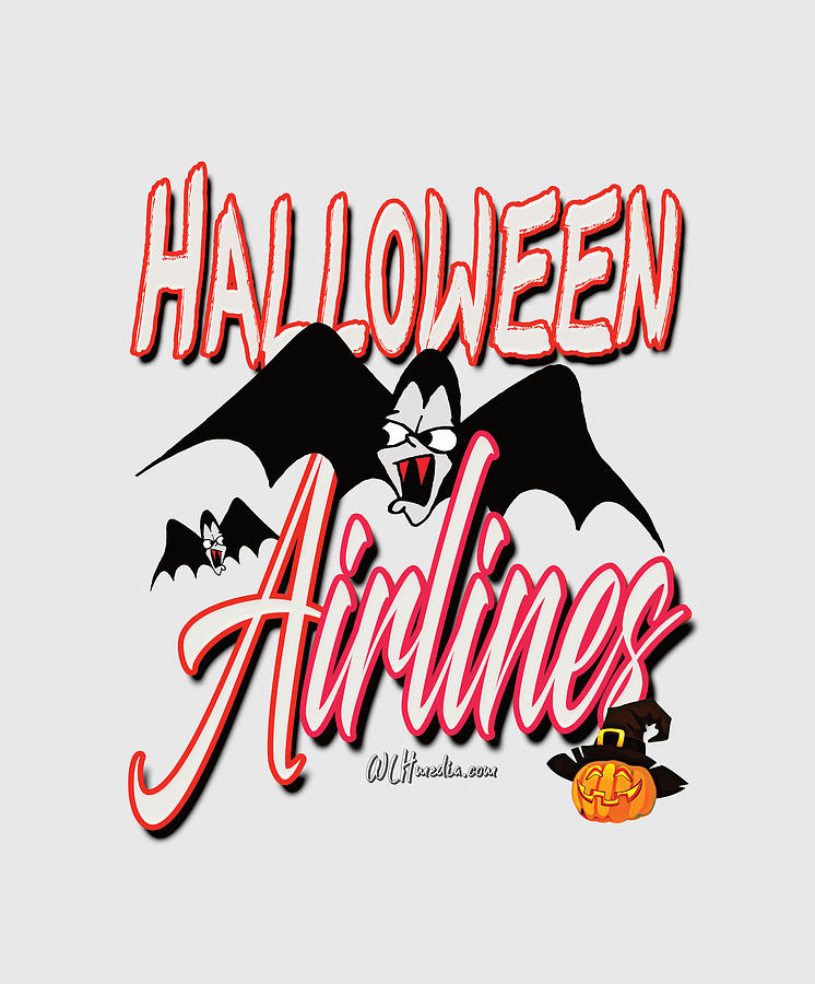 Halloween Airlines Fun Word Art Digital Art by Walter Herrit