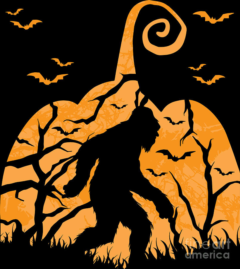 Halloween Bigfoot Pumpkin Scary Monster Yeti Gift Digital Art by ...