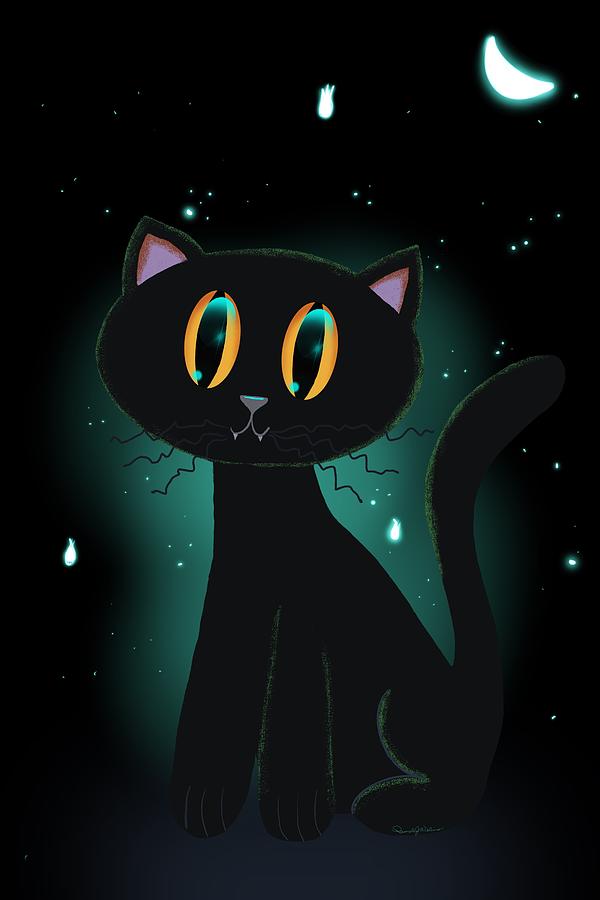 Halloween Black Cat  Painting by Pamela Williams