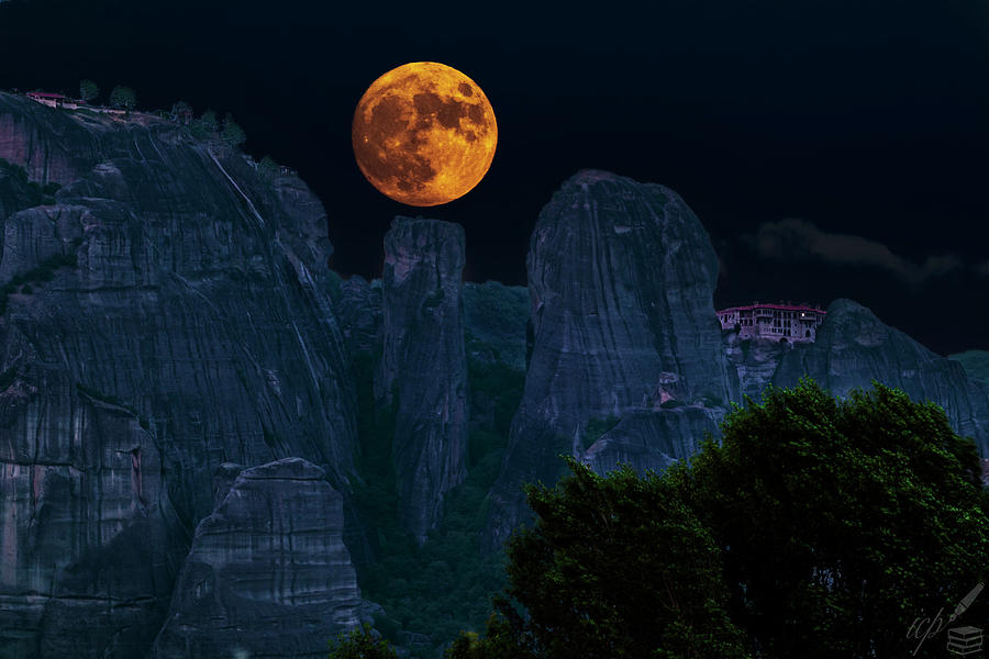 Halloween Blue Moon Over Devils Tower Photograph by IC Papachristos ...