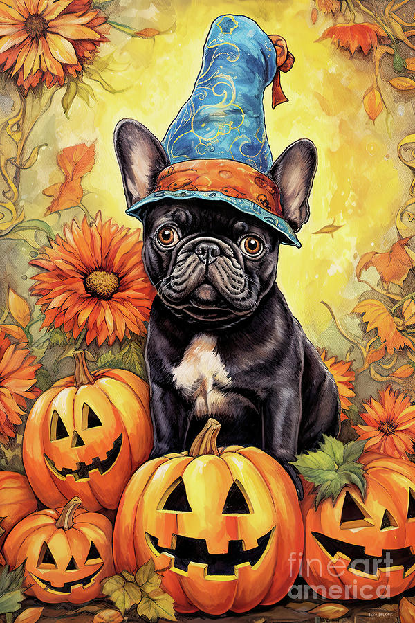 Halloween Bulldog Wizard Painting