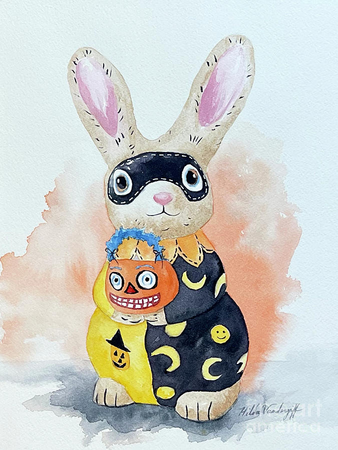 Halloween Bunny Painting by Hilda Vandergriff
