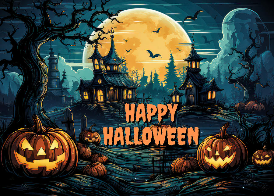 Halloween Card Digital Art by Bill Posner
