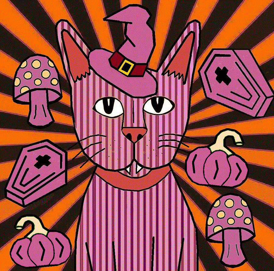 Halloween Cat Drawing by Chelsea Geldean