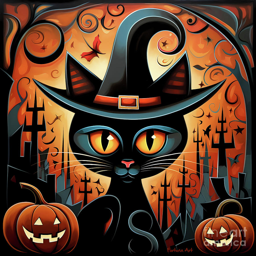 Halloween Cat Digital Art by Dragica Micki Fortuna