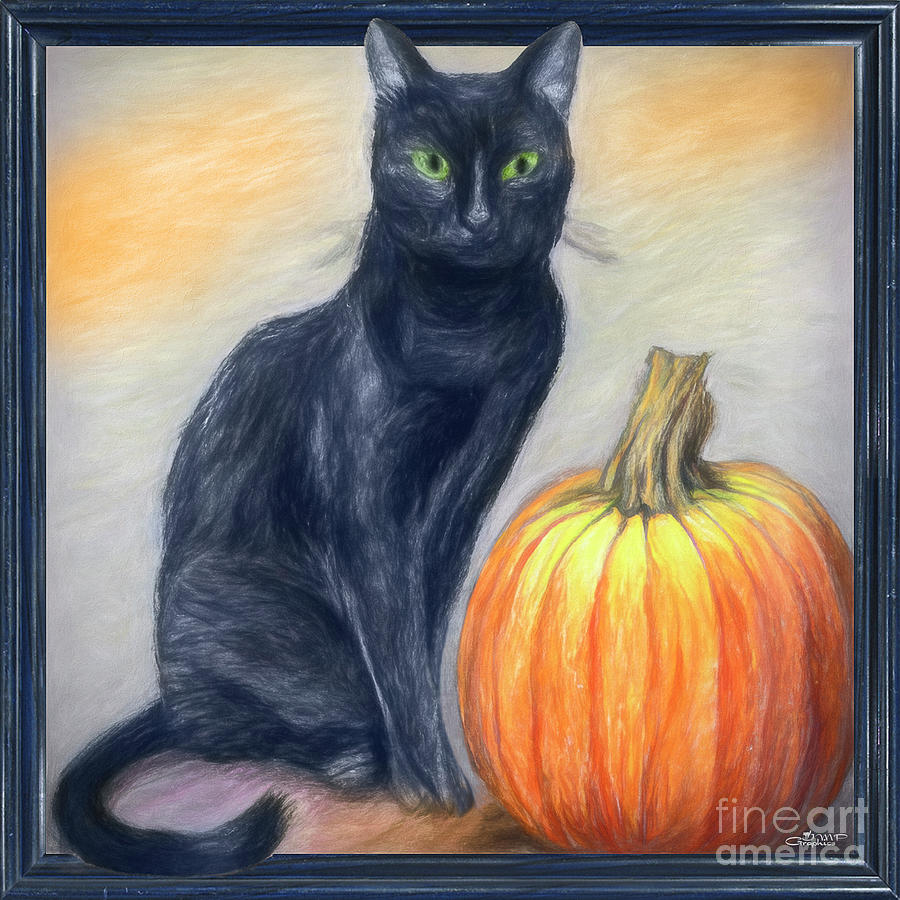 Halloween Cat Digital Art by Jutta Maria Pusl