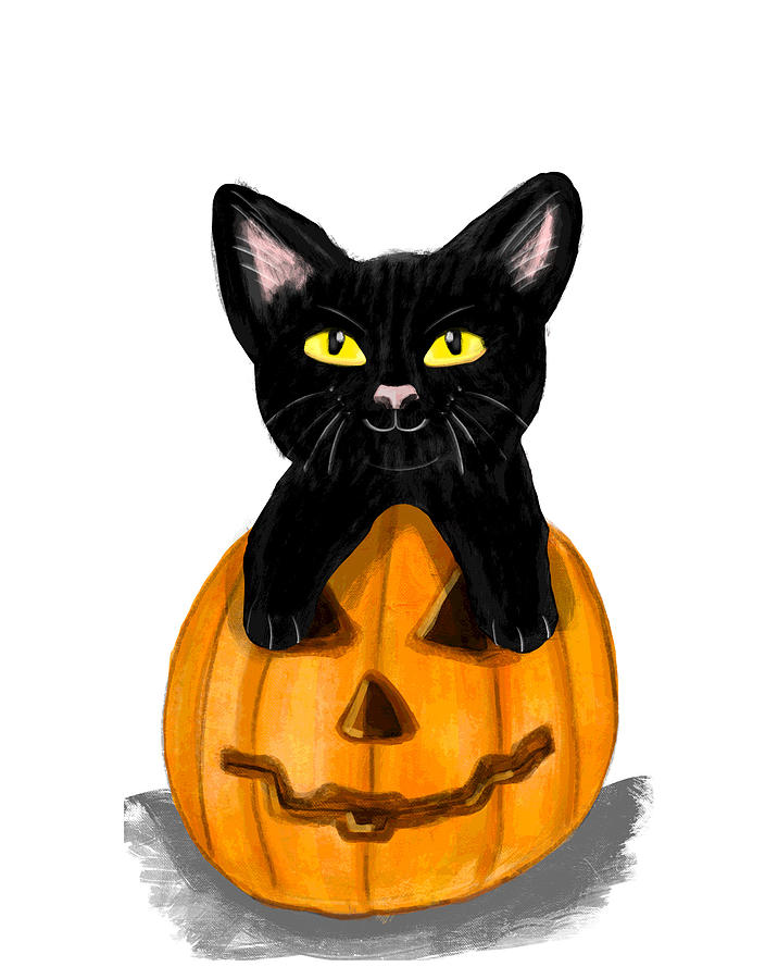 Halloween Cat Digital Art by Rose Lewis