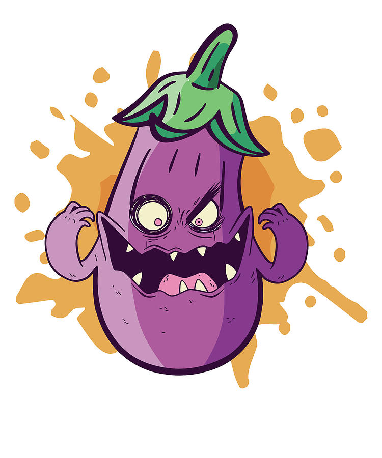Halloween Digital Art - Halloween Eggplant Monster Healthy Food Lovers by Toms Tee Store