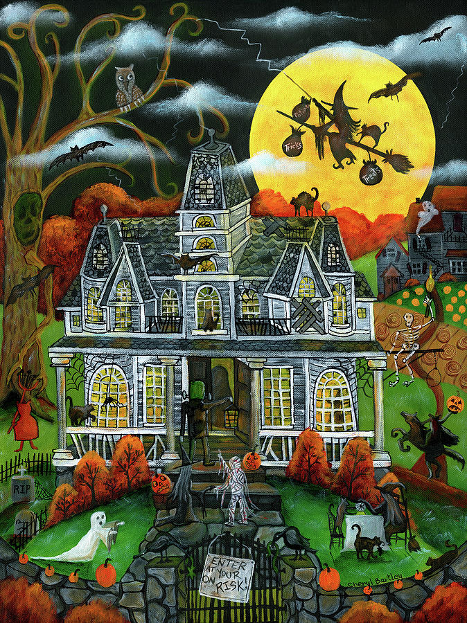 Halloween Enter At Your Own Risk Painting by Cheryl Bartley - Fine Art ...