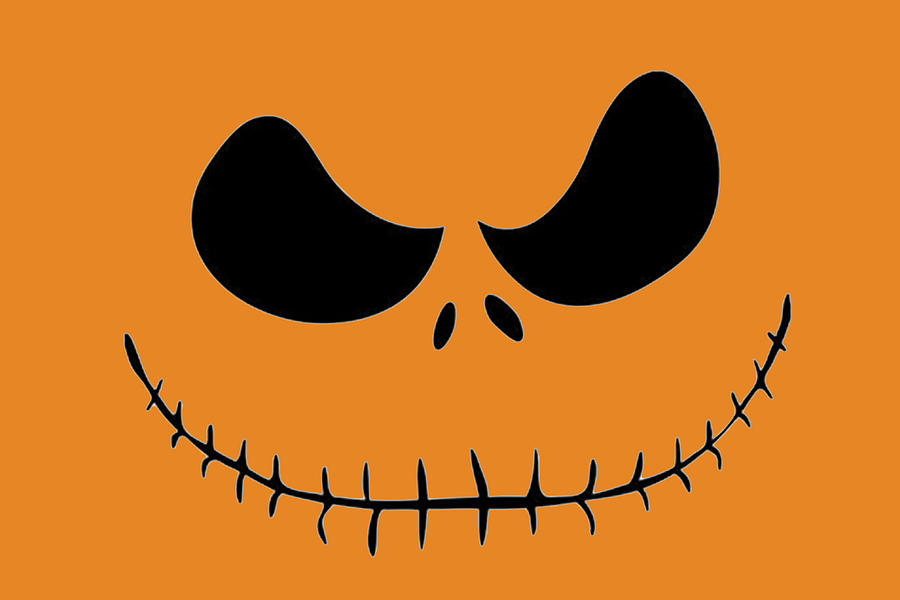Halloween Face Orange Digital Art