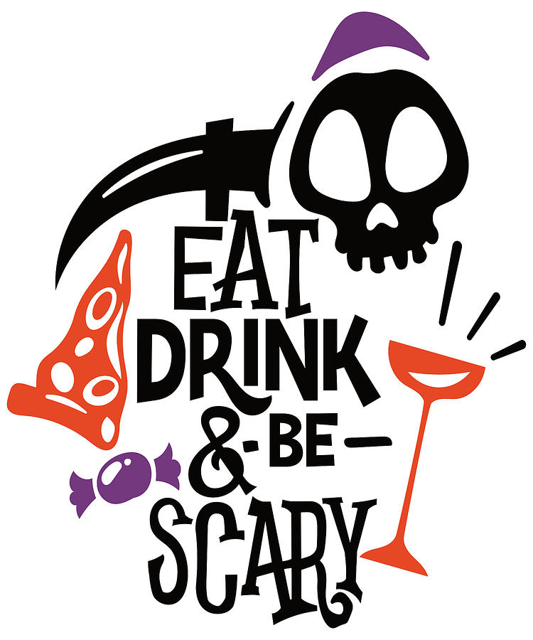 Halloween Food Drinking And Being Creepy Skull Digital Art By Patrick Mill