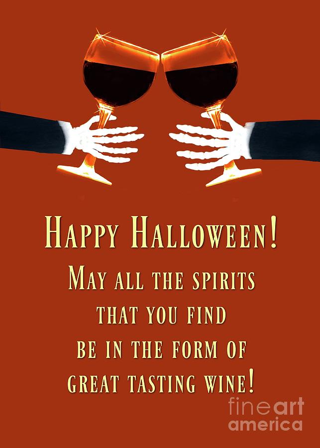 Halloween Funny Wine Themed with Skeleton Arms Toasting Glasses Cheers Photograph by Stephanie Laird