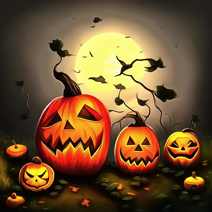 Halloween Painting - Halloween Happenings Birth Of The JackOLantern by Taiche Acrylic Art