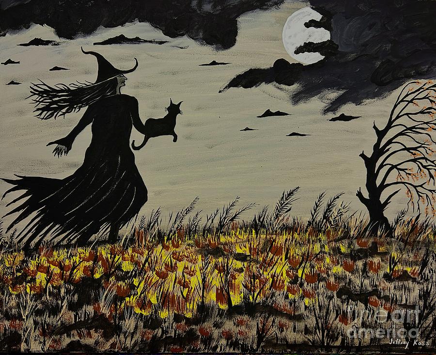 Halloween Harvest Moon.  Painting by Jeffrey Koss