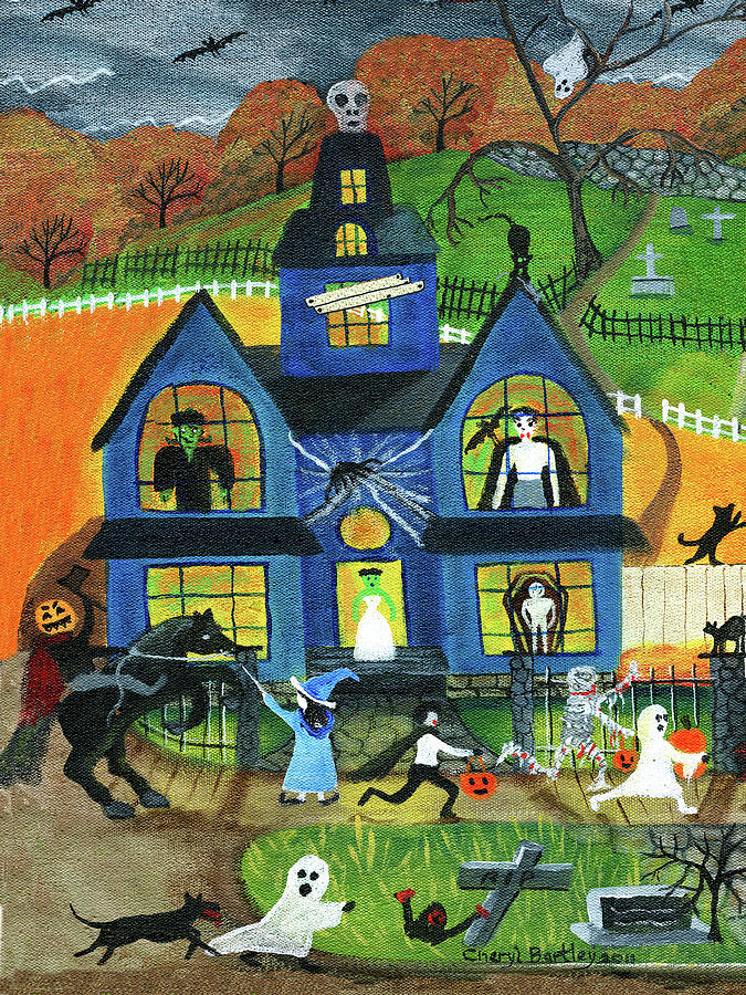 Halloween House Of Frankenstien Painting by Cheryl Bartley | Fine Art ...