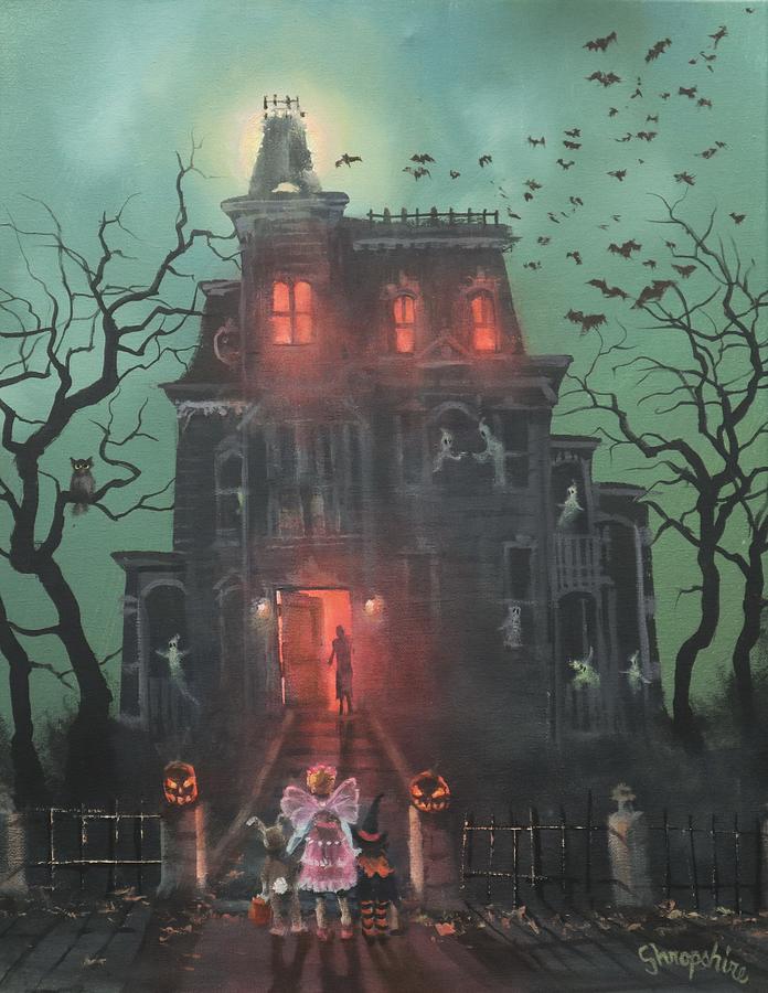 Halloween House Painting by Tom Shropshire