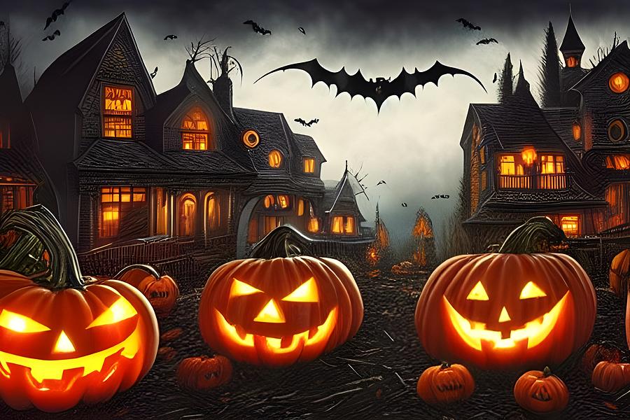 Halloween Houses Digital Art by Beverly Read