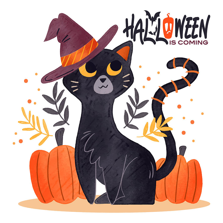 https://images.fineartamerica.com/images/artworkimages/mediumlarge/3/halloween-is-coming-watercolor-drawn-cat-halloween-illustration-halloween-black-cat-and-pumpkins-mounir-khalfouf.jpg